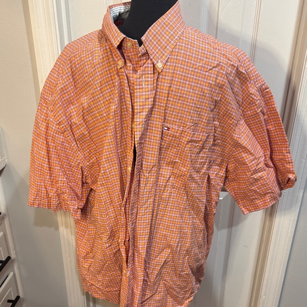 Tommy Hilfiger Men's Orange Plaid Shirt